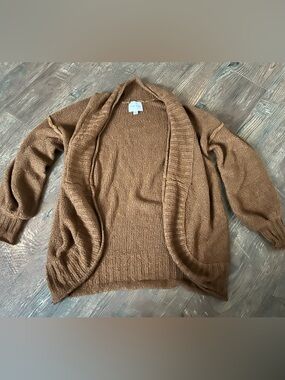 Pink Rose Open-Front Women's Cardigan in Chestnut Brown